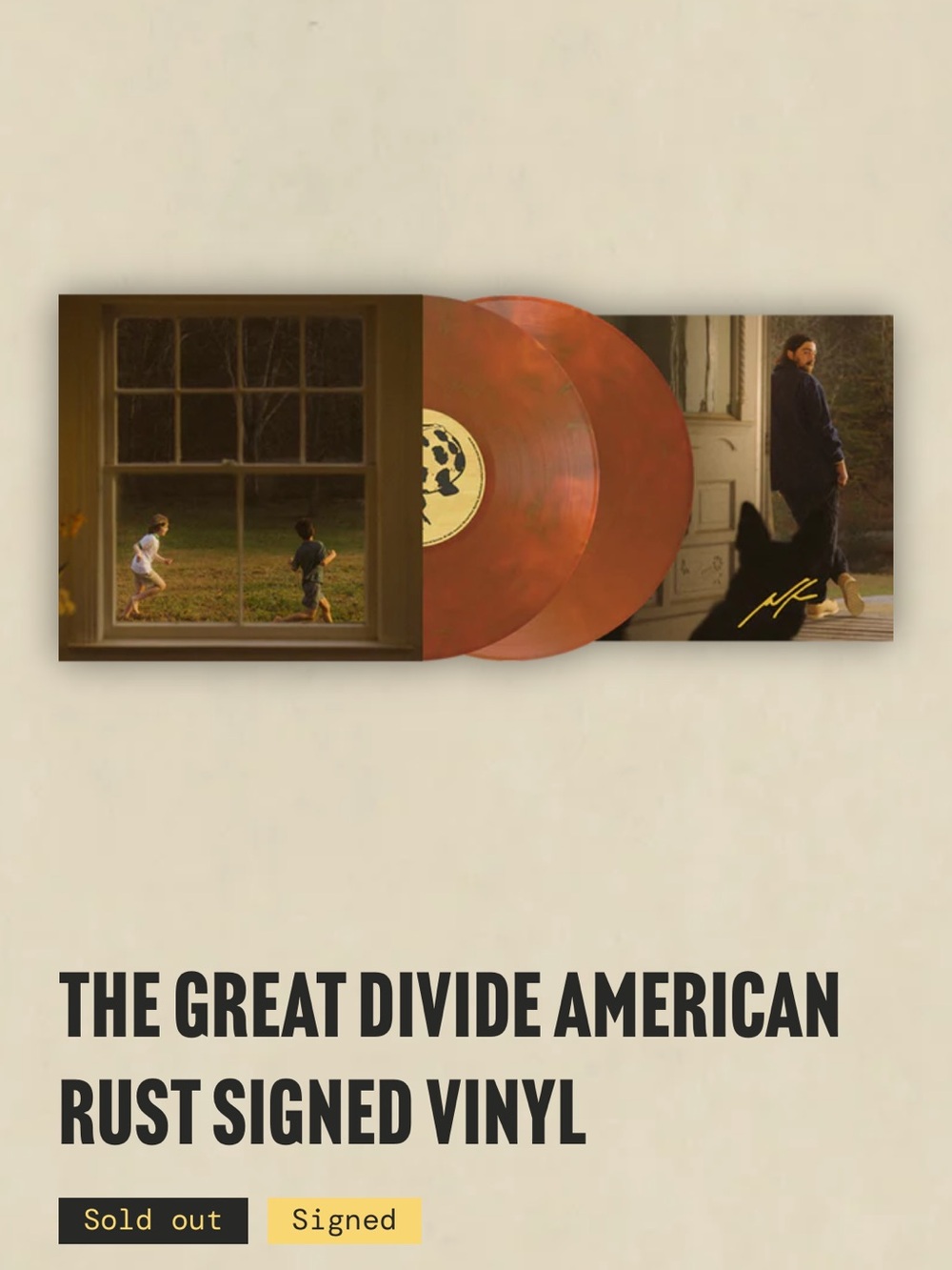 Sealed Noah Kahan The Great Divide American - Rust Colored Signed Vinyl